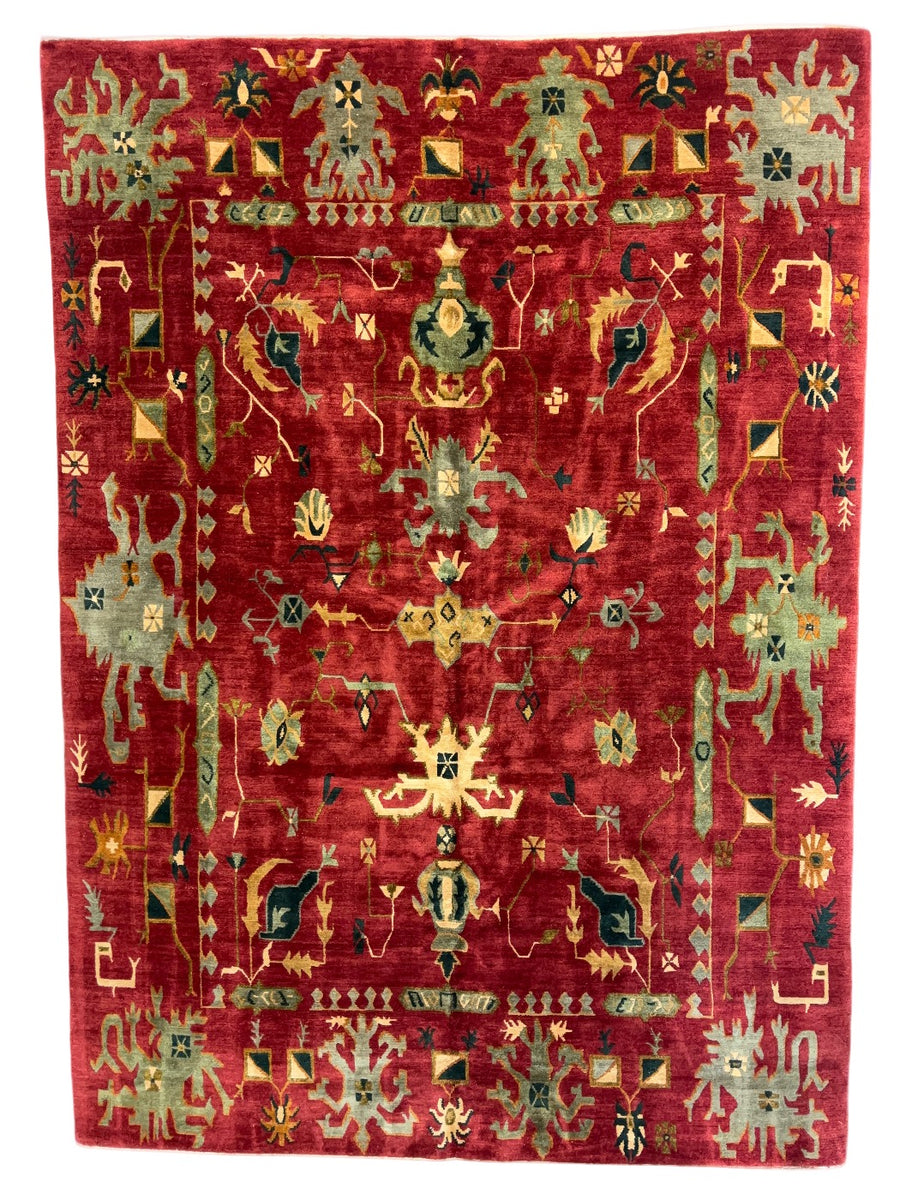 Tibetan Wool Rug – Contemporary Art Deco Design – 9’9” x 13’9”