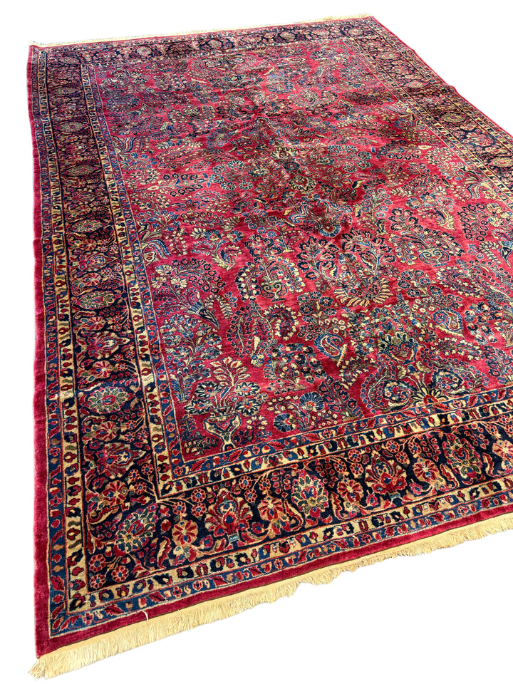 Antique Floral Design Persian Sarouk Wool Rug – 10’0” x 14’3”