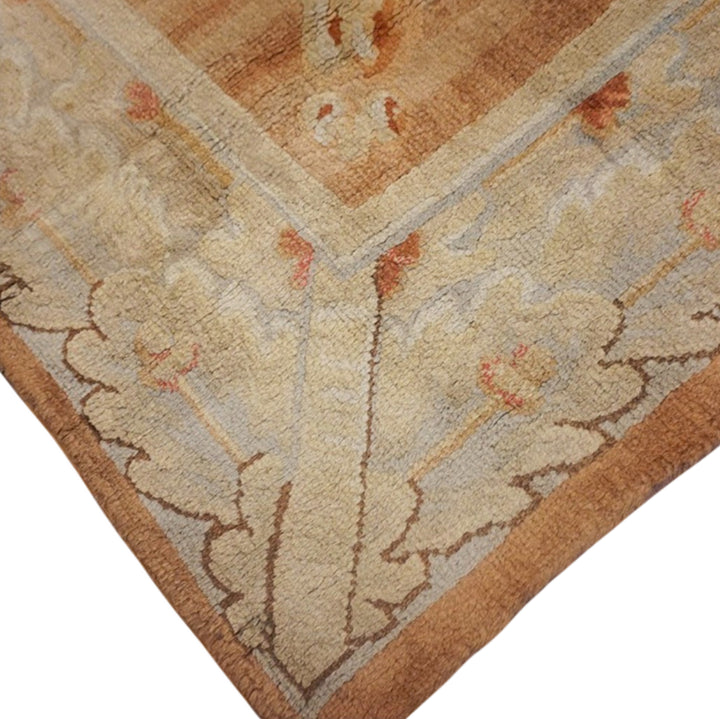 Antique French Savonnerie Rug Circa 1890 – Handwoven Wool Masterpiece – Soft Beige &amp; Blush Floral Design - 14.10 x 20.0