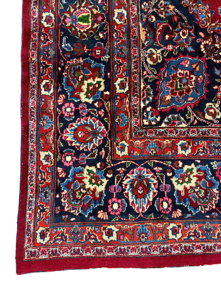 Classic Floral Medallion Design Persian Kashan Wool Rug – 9’5” x 12’6”