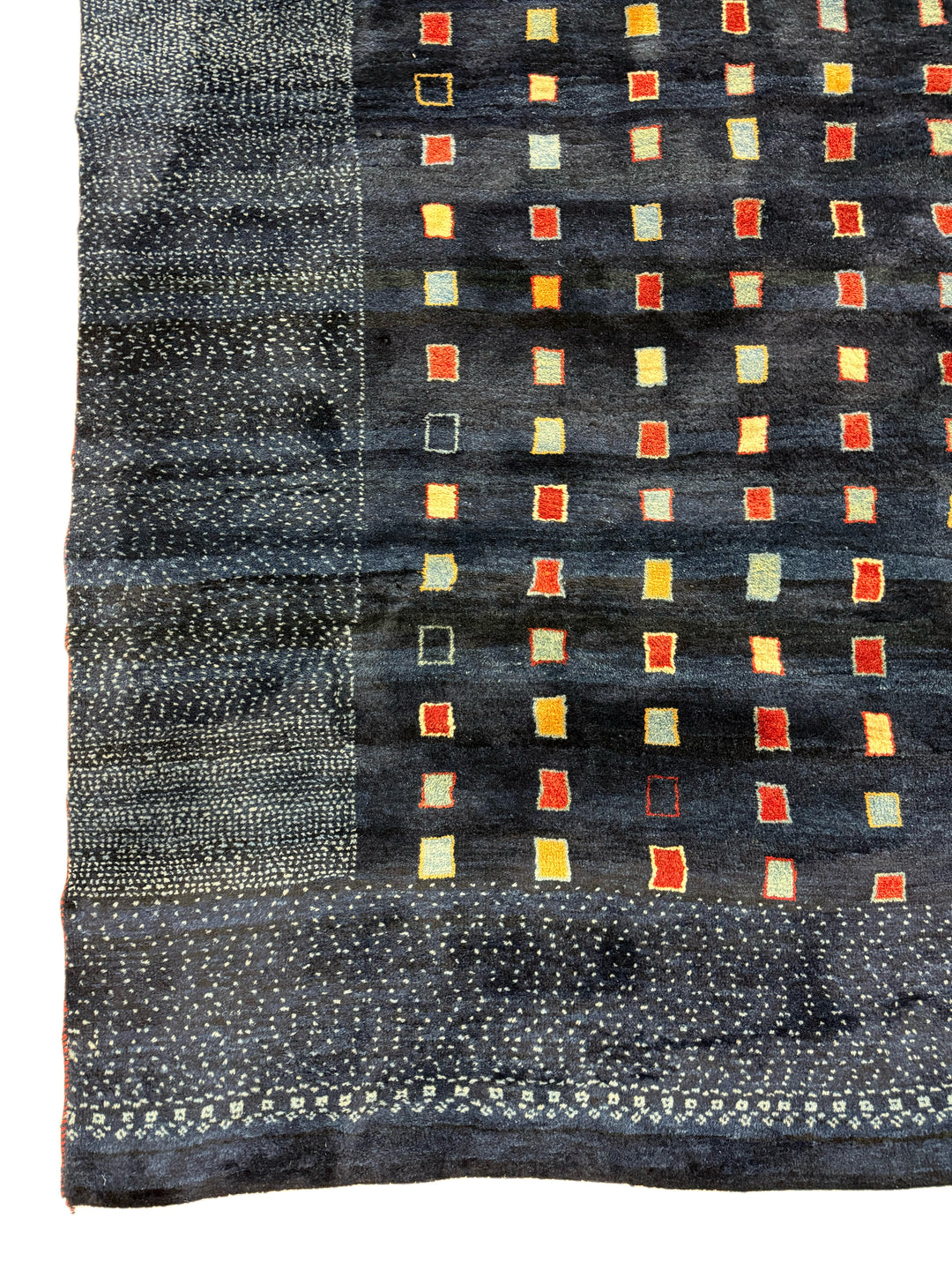 Modern Navy Geometric Design Tibetan Wool Rug – 9’0” x 11’1”