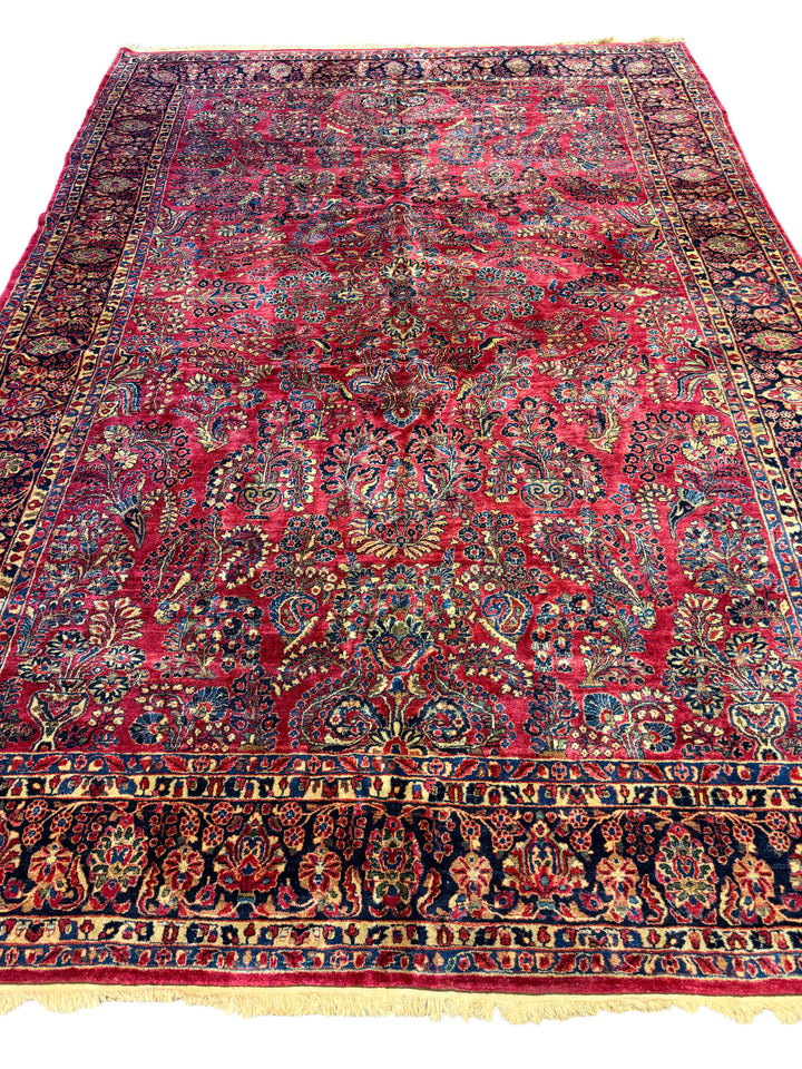Antique Floral Design Persian Sarouk Wool Rug – 10’0” x 14’3”