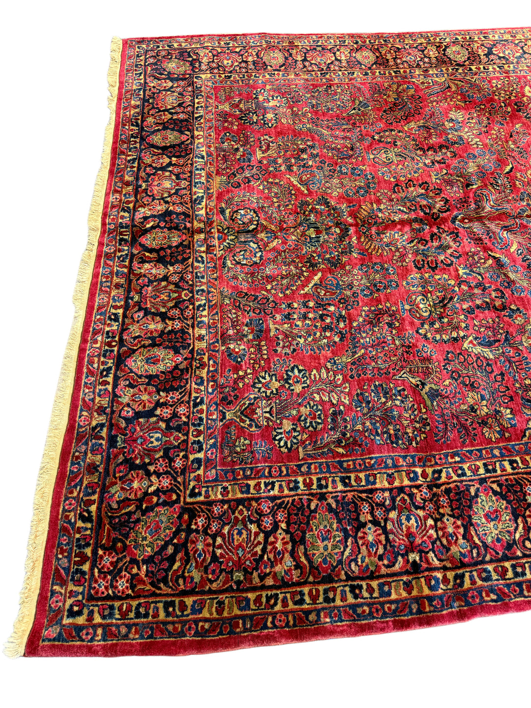 Antique Floral Design Persian Sarouk Wool Rug – 10’0” x 14’3”