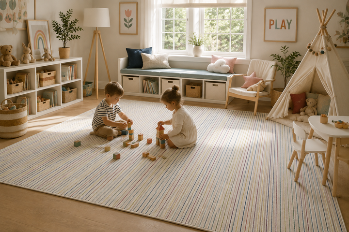 Sienna - Wool Striped Carpet – Modern Multi-Color Design