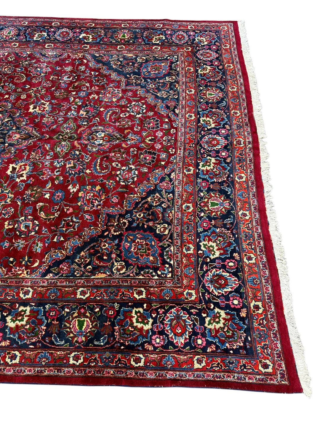 Classic Floral Medallion Design Persian Kashan Wool Rug – 9’5” x 12’6”