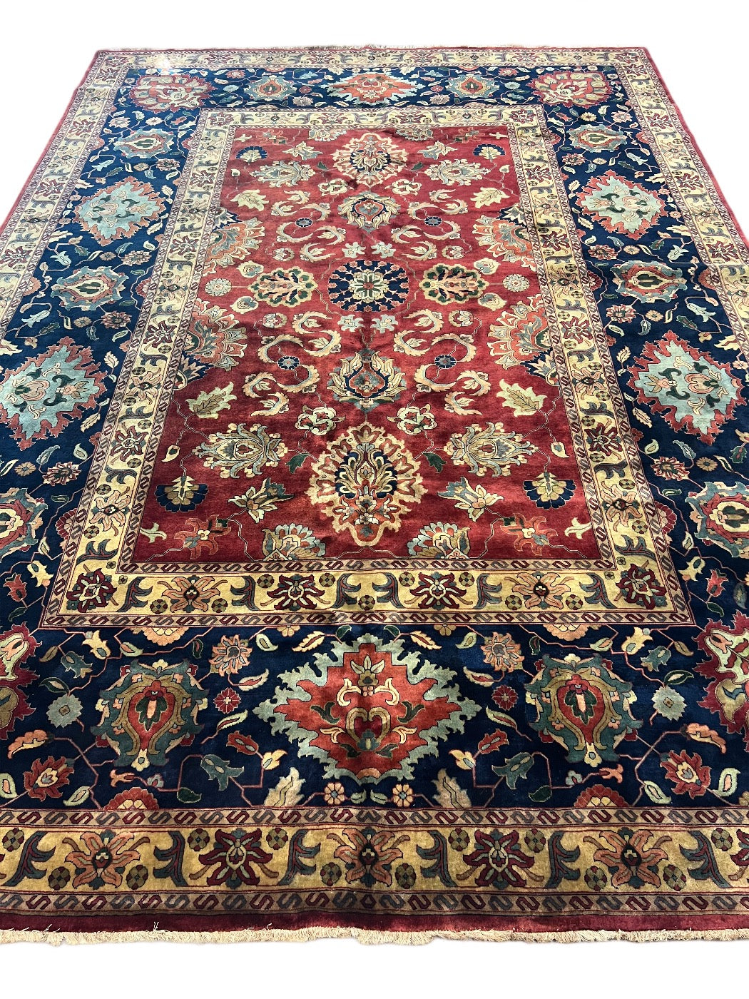 Burgundy &amp; Navy Heritage Wool Rug – 10’0” x 14’1”