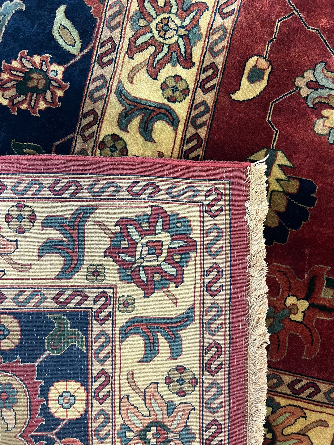 Burgundy &amp; Navy Heritage Wool Rug – 10’0” x 14’1”