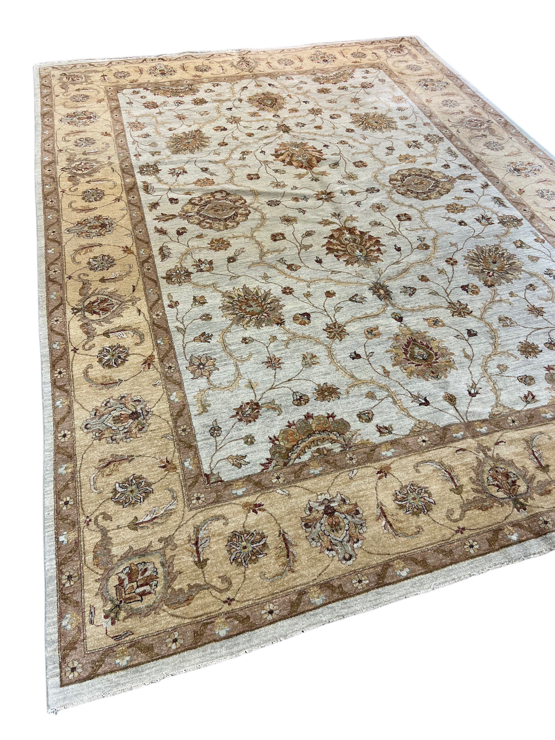 Timeless Floral Design Ivory &amp; Beige – 10’0” × 13’8” |  Handcrafted Wool Area Rug