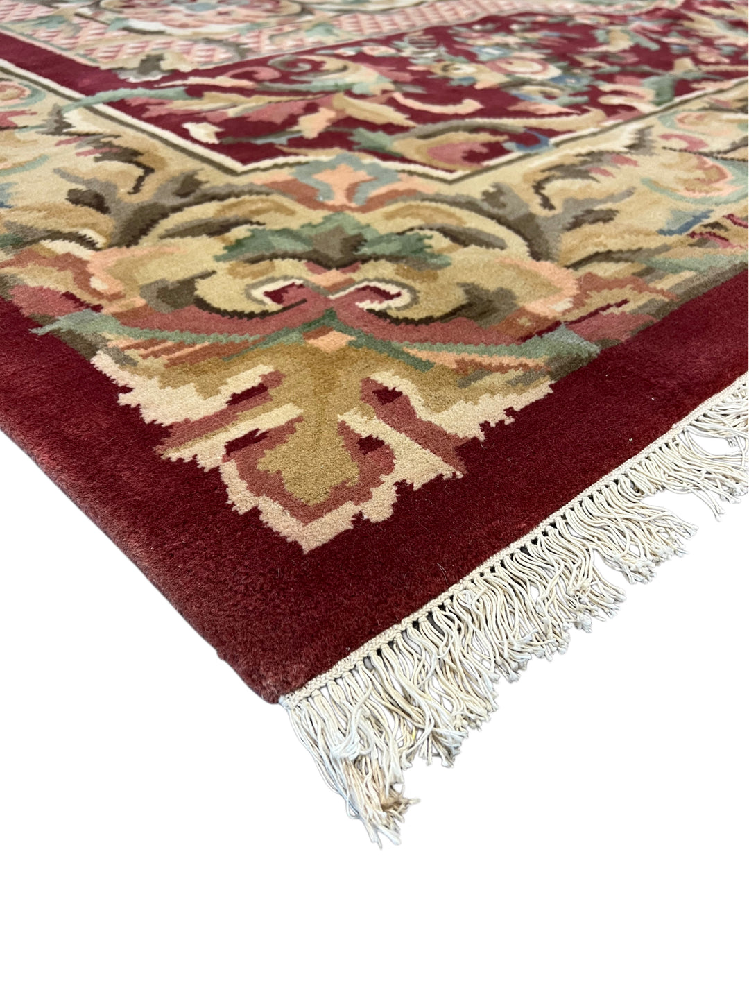 Burgundy &amp; Ivory French Floral Rug – 9’11” × 13’9”
