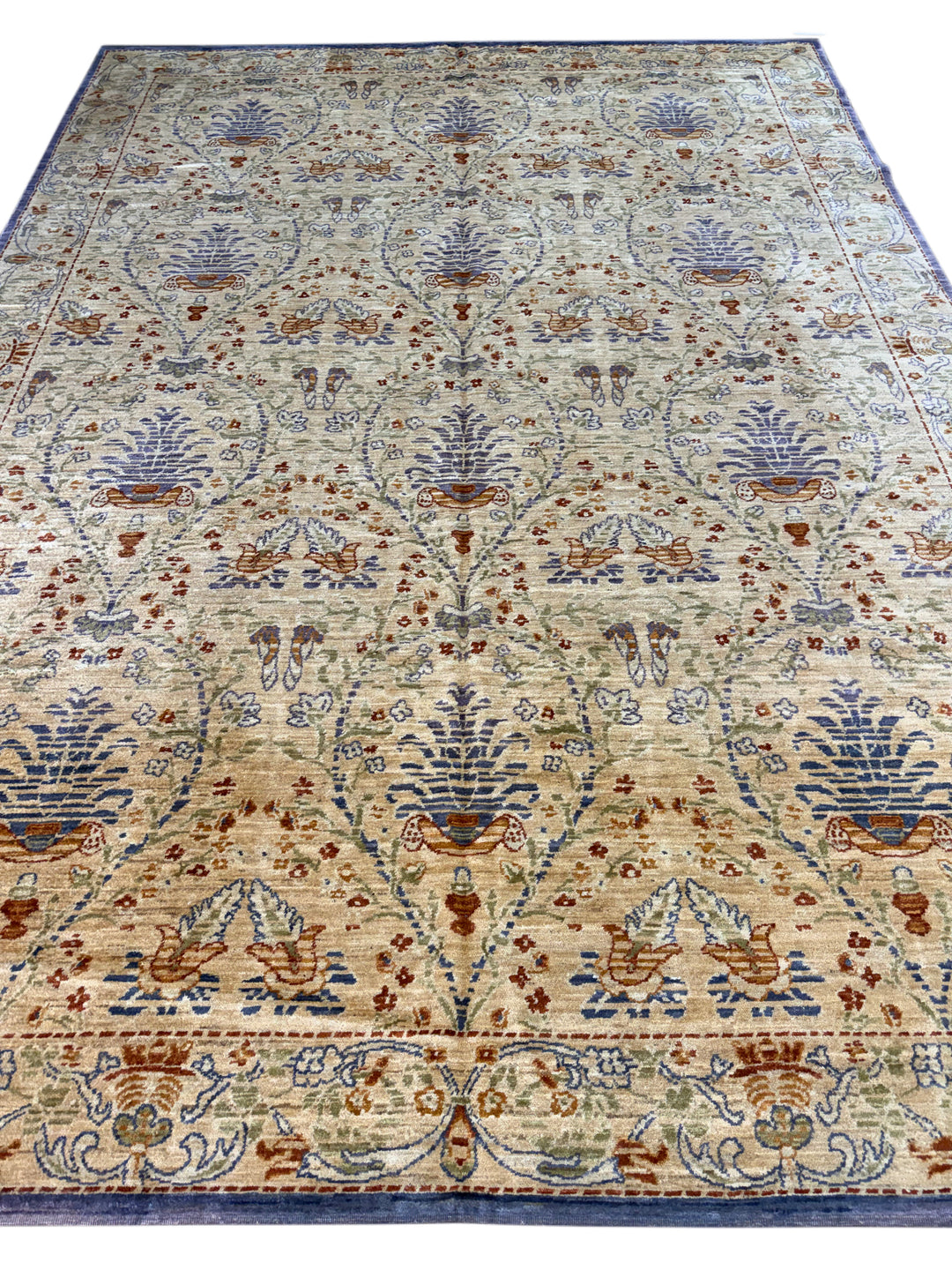 Ivory &amp; Blue Botanical Vase Rug – 10’2” × 13’11”