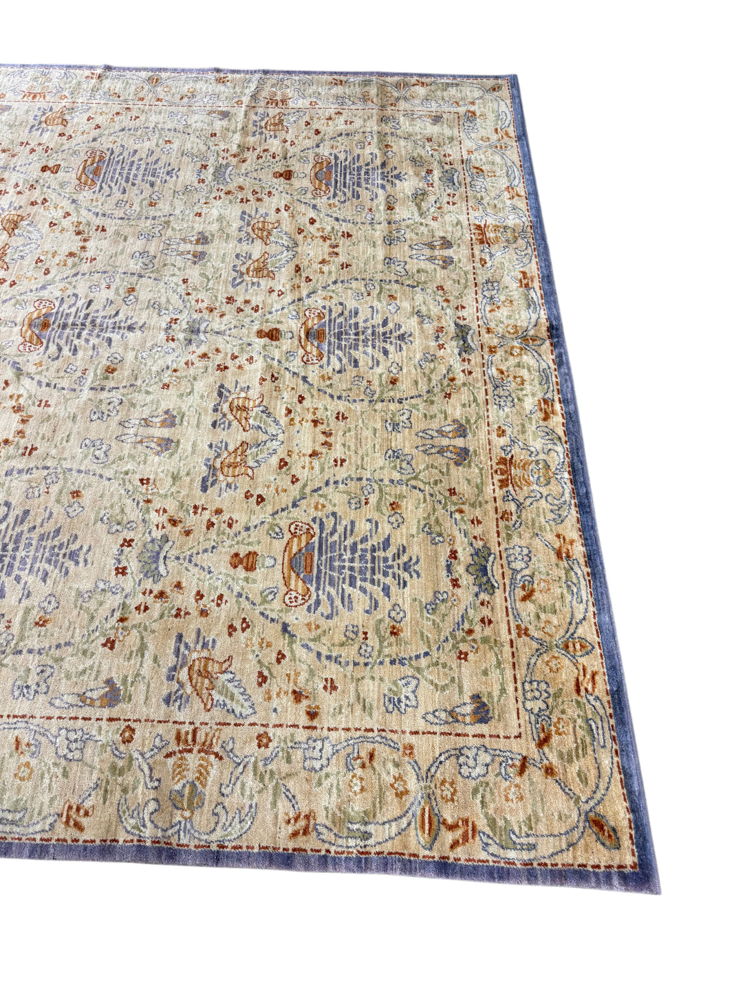Ivory &amp; Blue Botanical Vase Rug – 10’2” × 13’11”