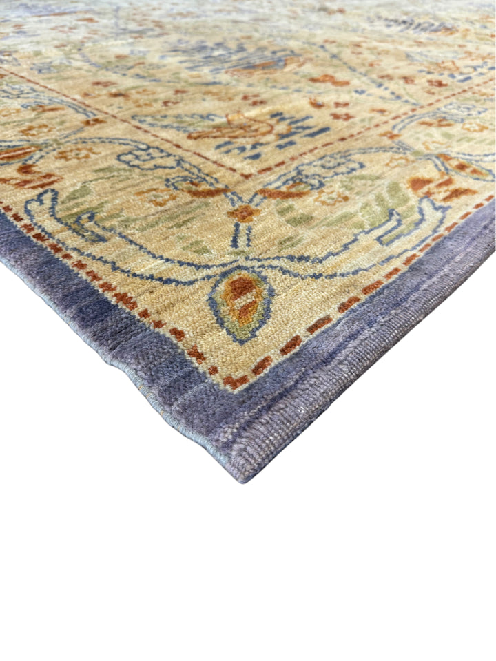 Ivory &amp; Blue Botanical Vase Rug – 10’2” × 13’11”