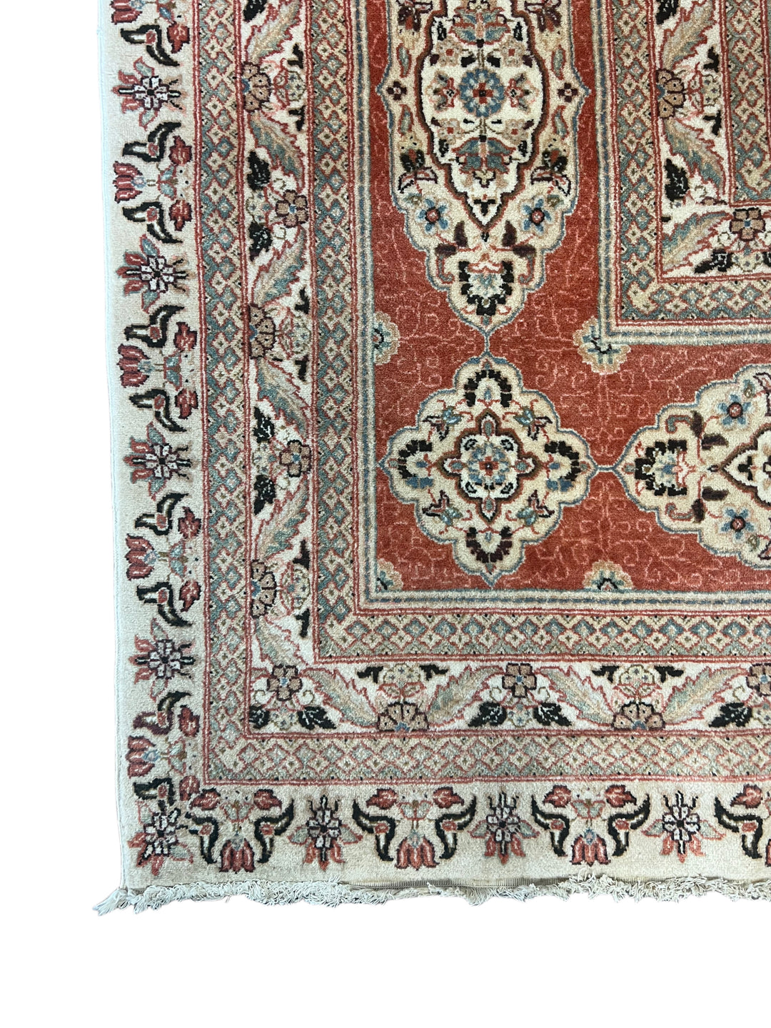 Sage &amp; Terracotta Medallion Wool Area Rug – 9’10” × 13’8”