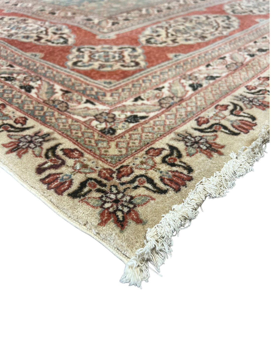 Sage &amp; Terracotta Medallion Wool Area Rug – 9’10” × 13’8”