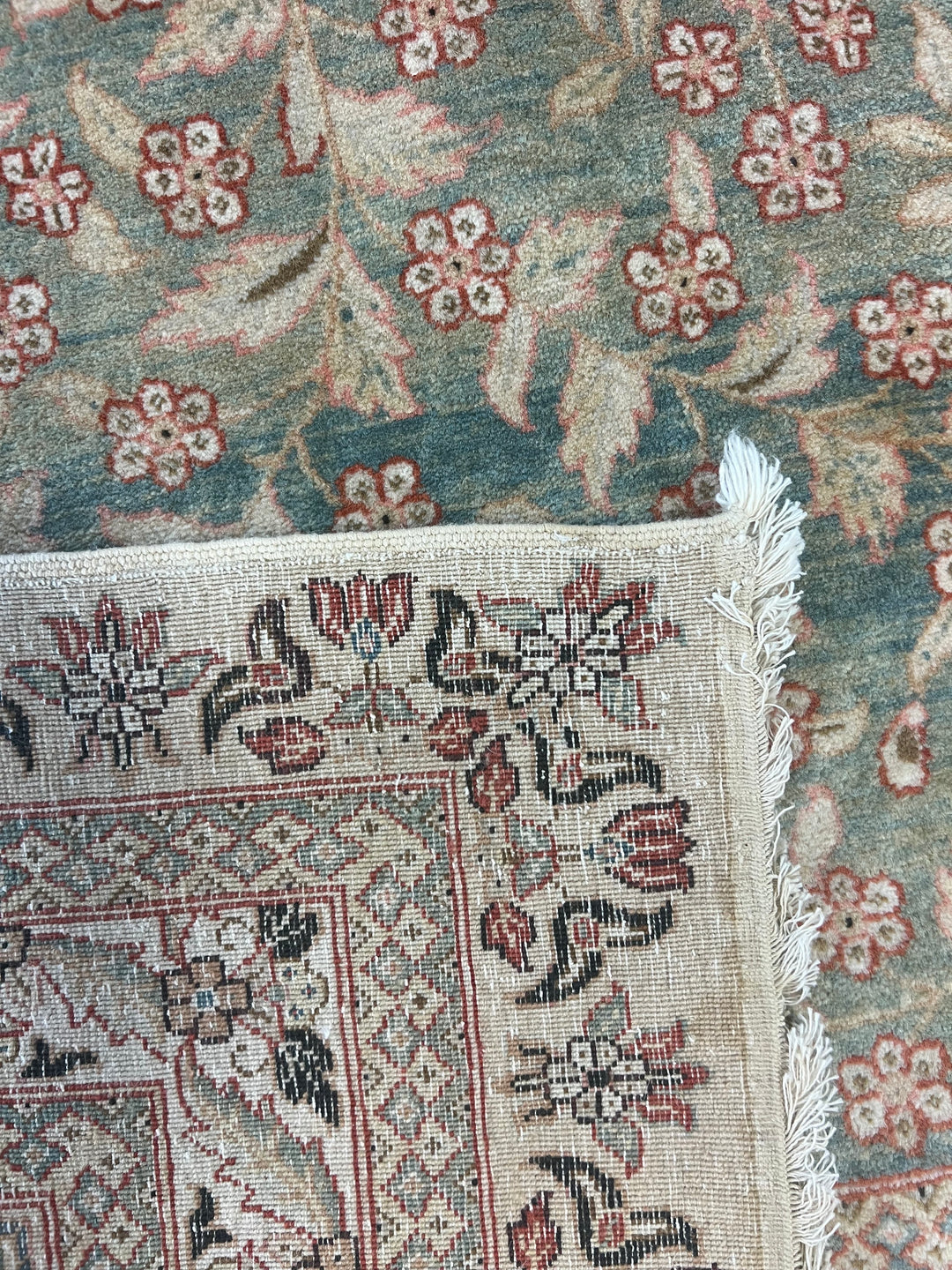 Sage &amp; Terracotta Medallion Wool Area Rug – 9’10” × 13’8”