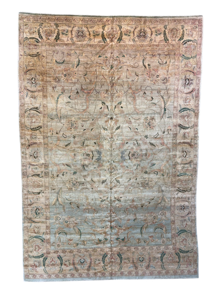 Misty Blue Botanical Wool Rug – 9’6” × 14’2”