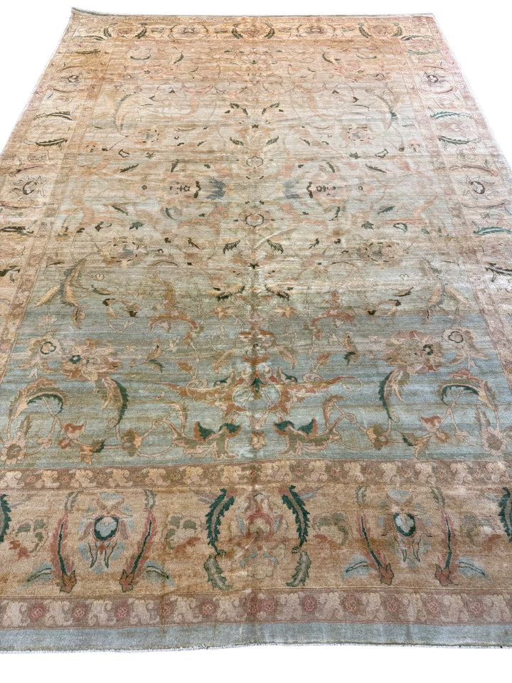 Misty Blue Botanical Wool Rug – 9’6” × 14’2”