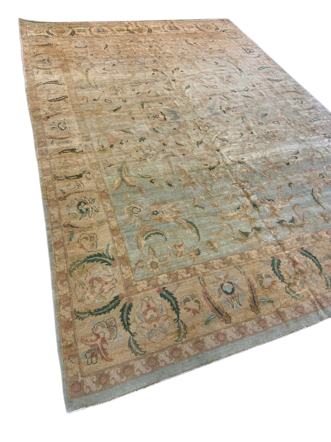 Misty Blue Botanical Wool Rug – 9’6” × 14’2”