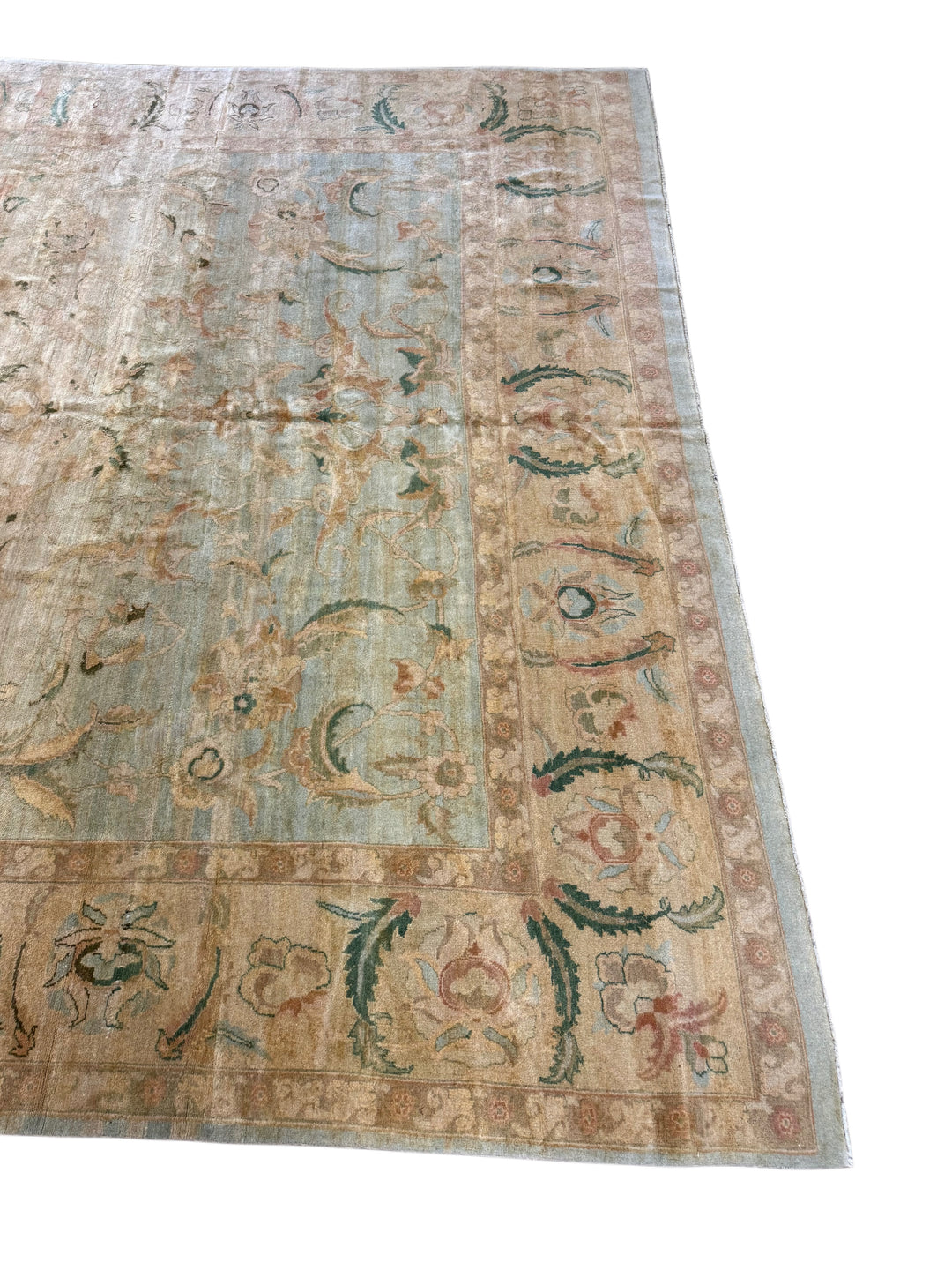 Misty Blue Botanical Wool Rug – 9’6” × 14’2”