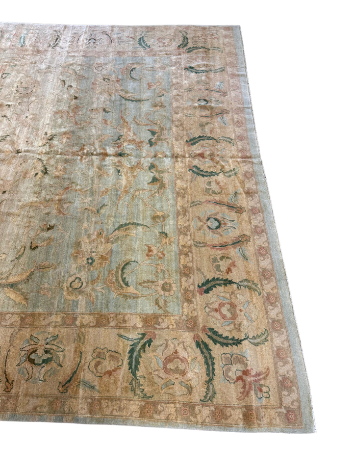Misty Blue Botanical Wool Rug – 9’6” × 14’2”