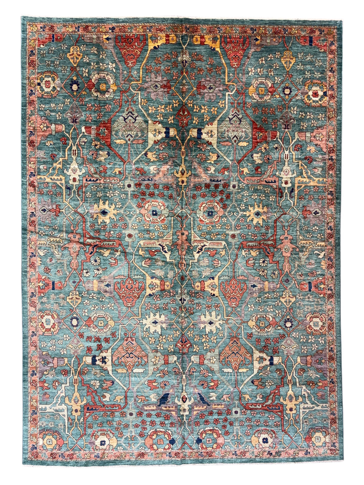 Turquoise Heritage Wool Rug – 10’2” × 14’1”