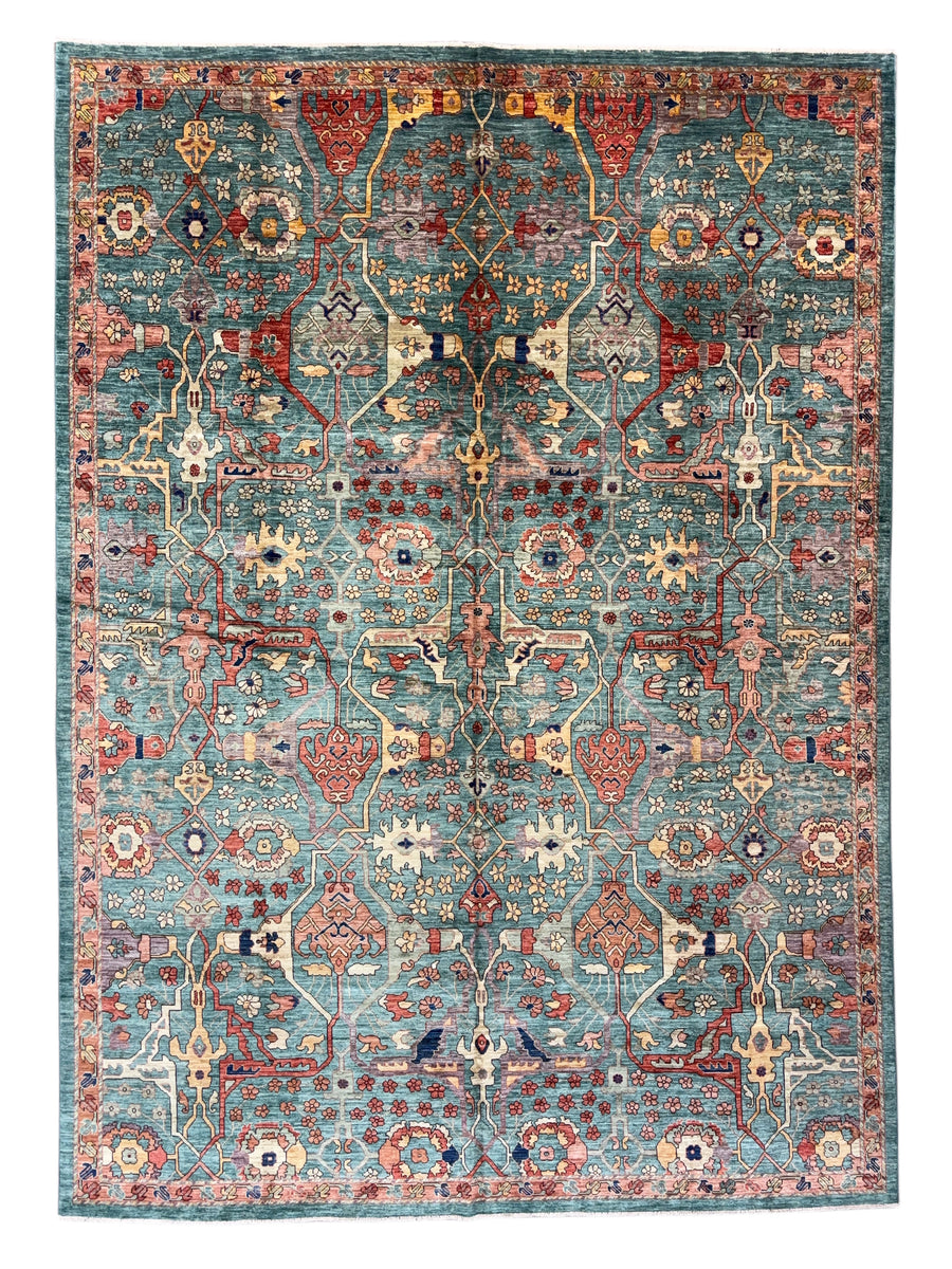 Turquoise Heritage Wool Rug – 10’2” × 14’1”