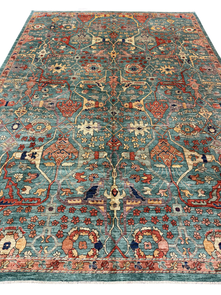 Turquoise Heritage Wool Rug – 10’2” × 14’1”