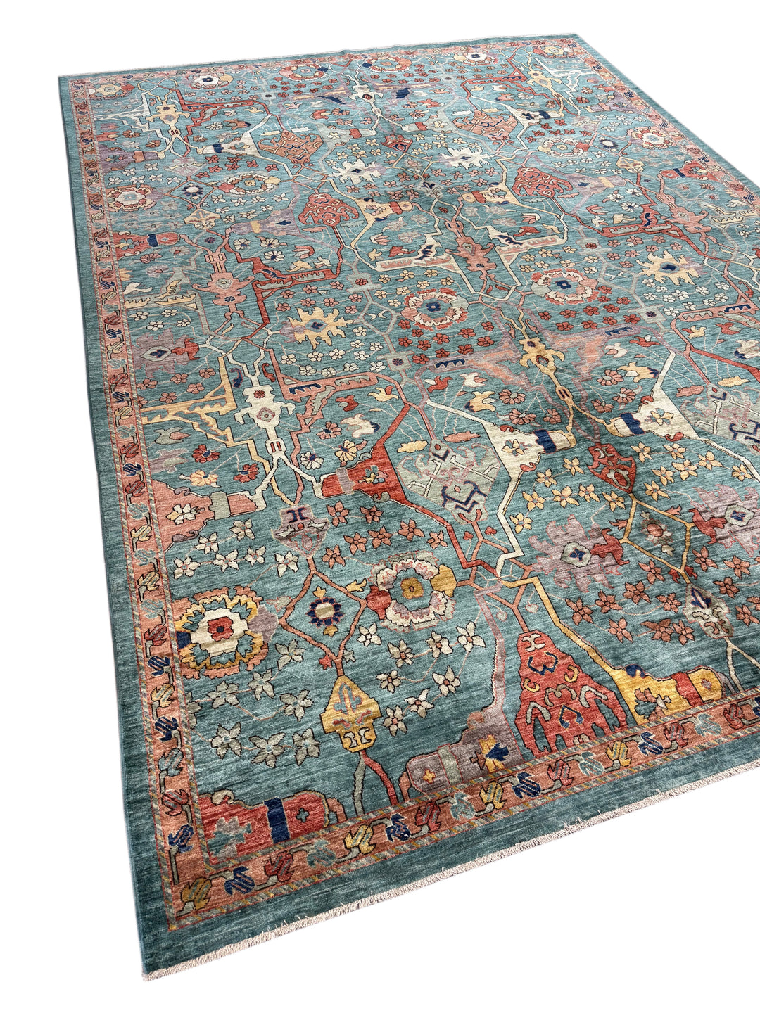 Turquoise Heritage Wool Rug – 10’2” × 14’1”