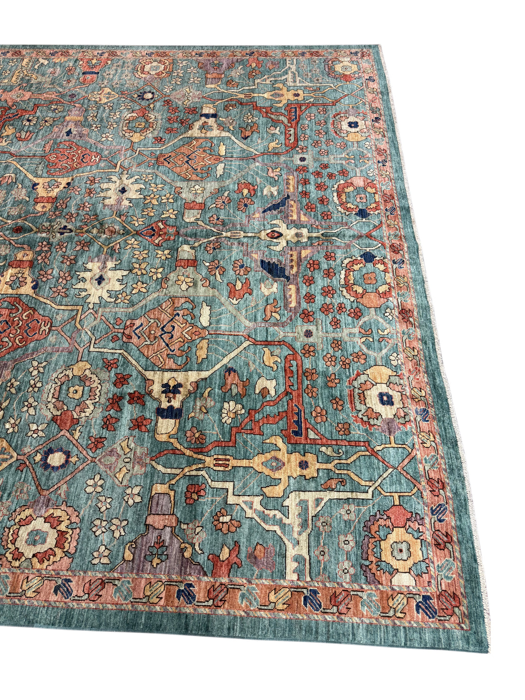 Turquoise Heritage Wool Rug – 10’2” × 14’1”