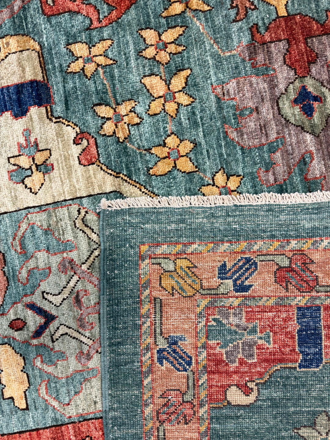 Turquoise Heritage Wool Rug – 10’2” × 14’1”