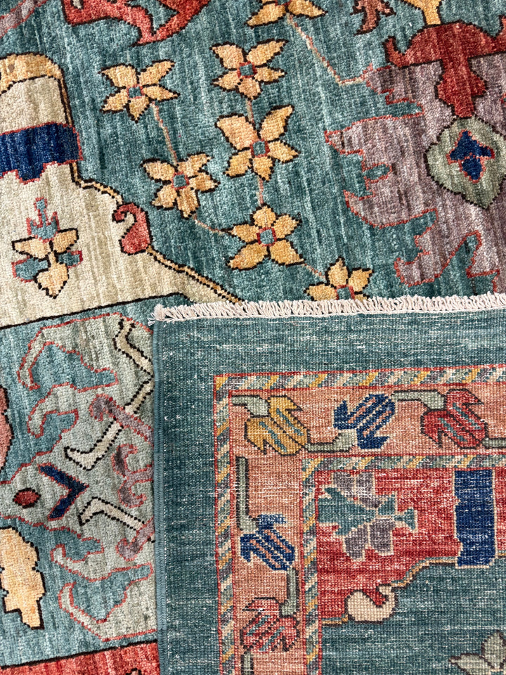 Turquoise Heritage Wool Rug – 10’2” × 14’1”