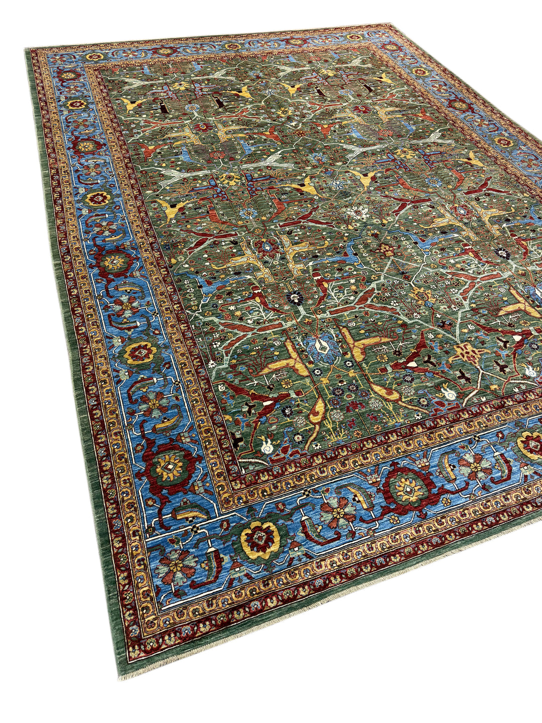 Sage Green Garden Wool Rug – 10’3” × 13’11”