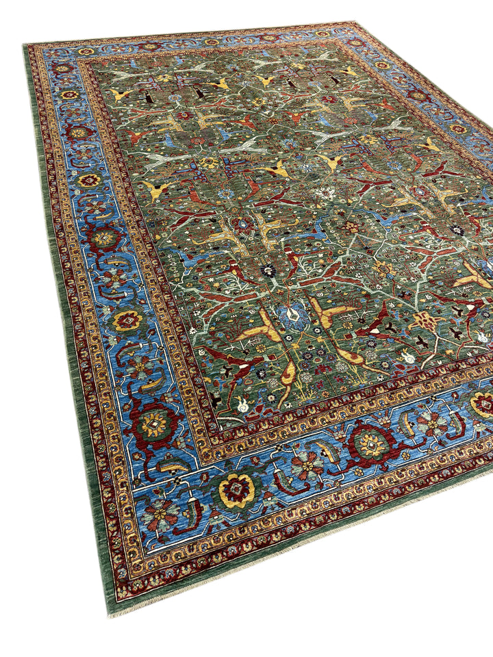Sage Green Garden Wool Rug – 10’3” × 13’11”