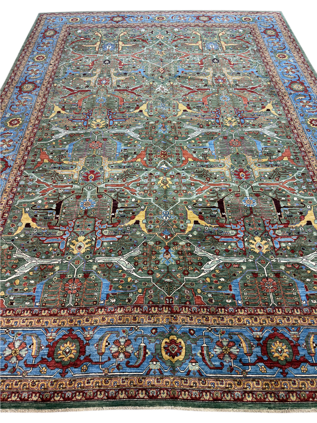 Sage Green Garden Wool Rug – 10’3” × 13’11”