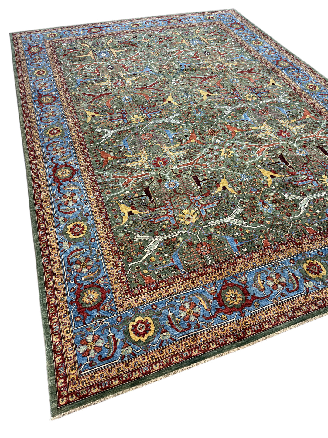 Sage Green Garden Wool Rug – 10’3” × 13’11”