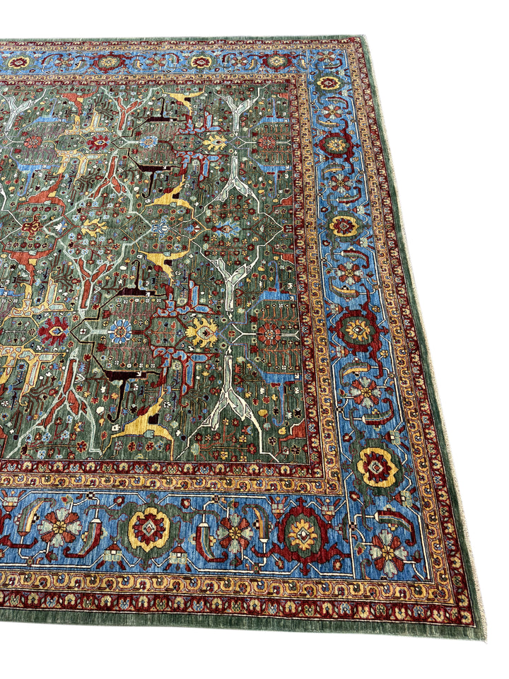 Sage Green Garden Wool Rug – 10’3” × 13’11”