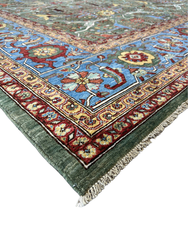 Sage Green Garden Wool Rug – 10’3” × 13’11”