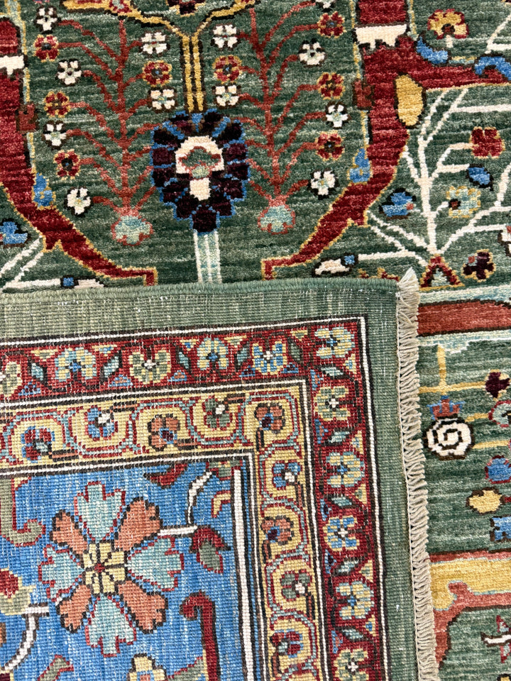 Sage Green Garden Wool Rug – 10’3” × 13’11”