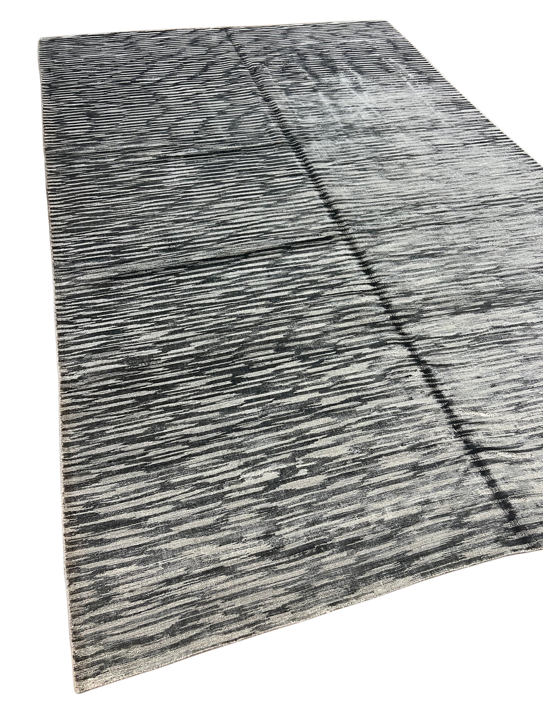 Abstract Textured Design – Modern Handwoven Gray Wool Rug –  8’11” × 13’9”