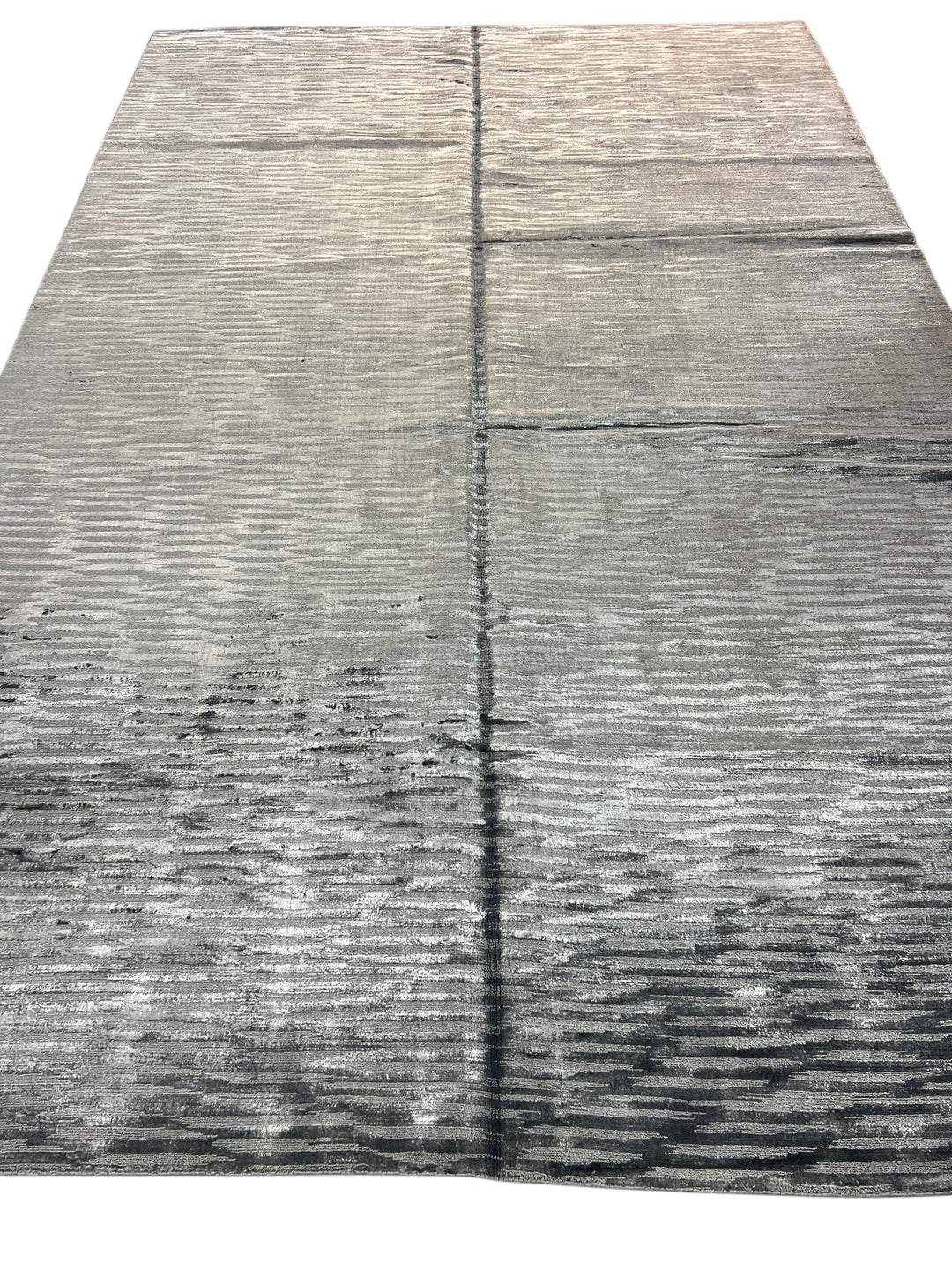 Abstract Textured Design – Modern Handwoven Gray Wool Rug –  8’11” × 13’9”