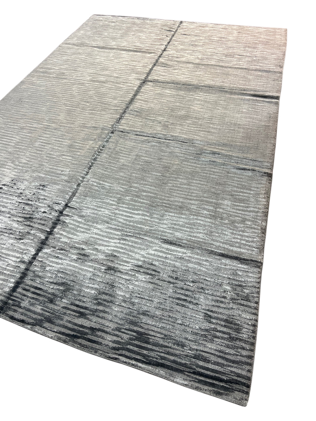 Abstract Textured Design – Modern Handwoven Gray Wool Rug –  8’11” × 13’9”