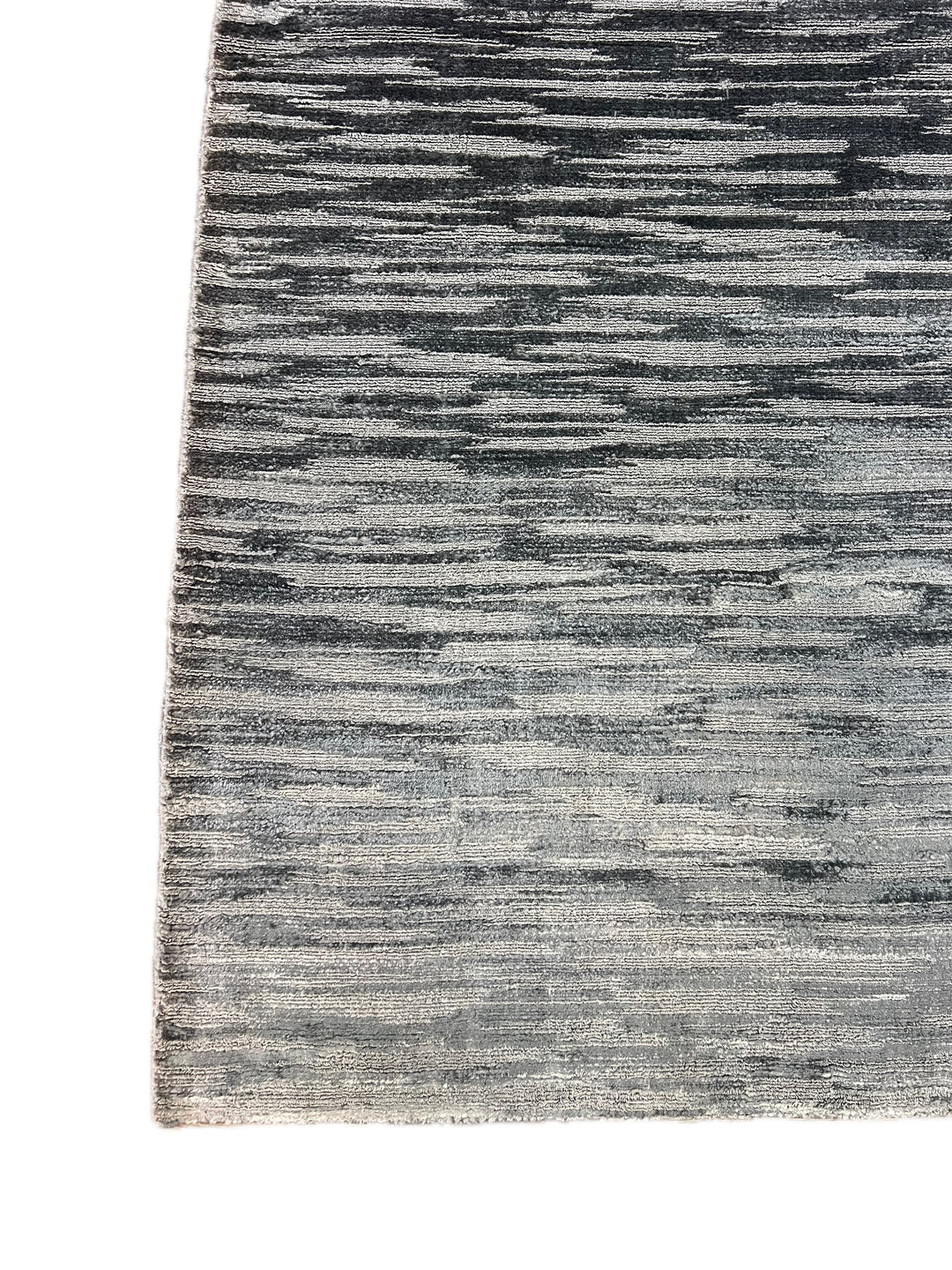 Abstract Textured Design – Modern Handwoven Gray Wool Rug –  8’11” × 13’9”