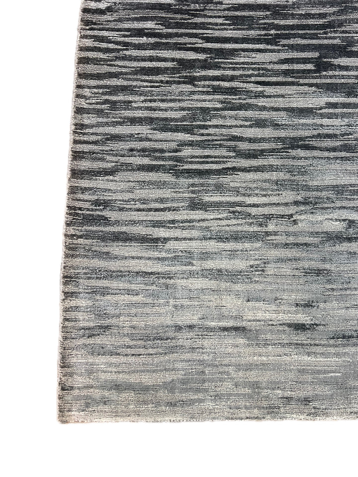 Abstract Textured Design – Modern Handwoven Gray Wool Rug –  8’11” × 13’9”