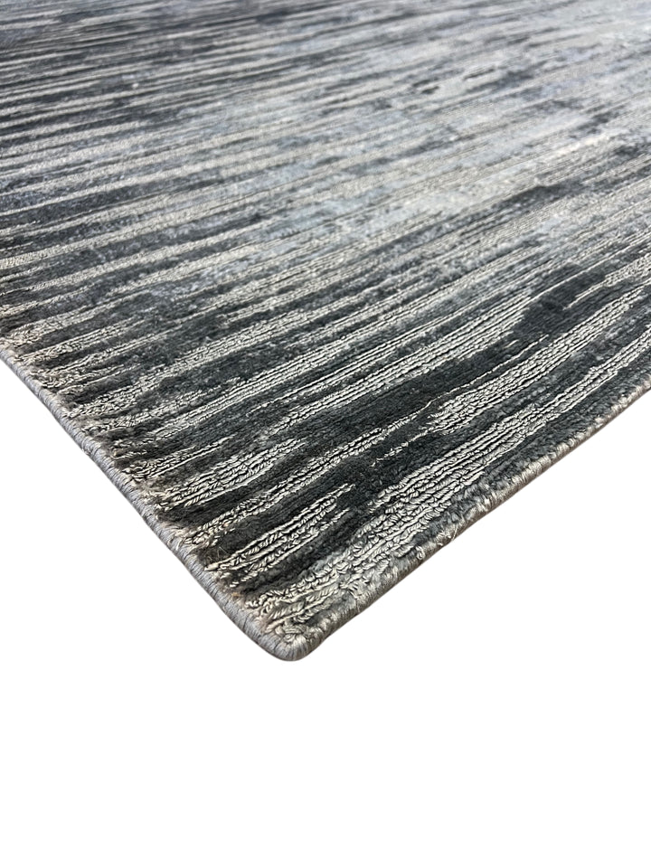 Abstract Textured Design – Modern Handwoven Gray Wool Rug –  8’11” × 13’9”