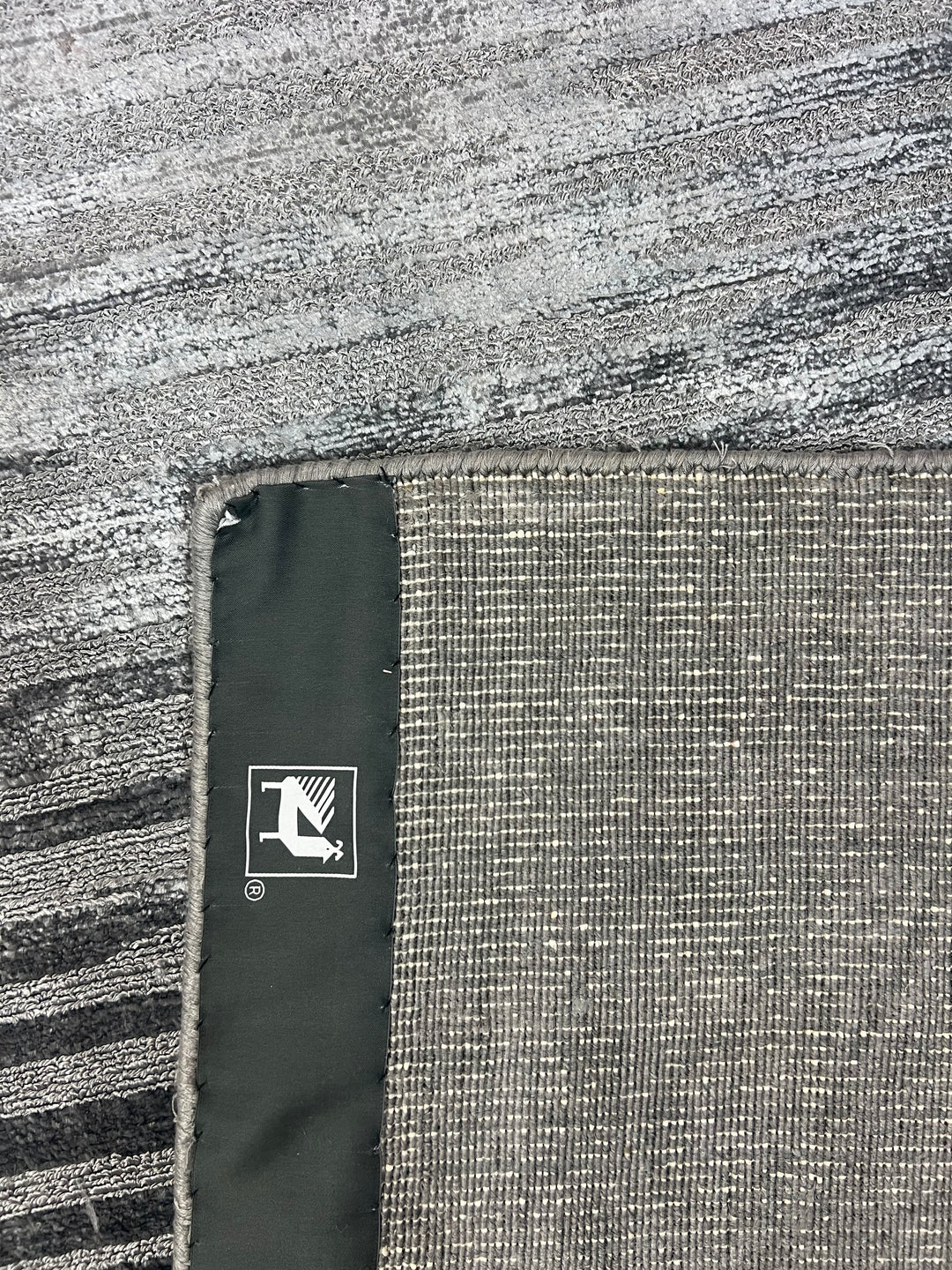 Abstract Textured Design – Modern Handwoven Gray Wool Rug –  8’11” × 13’9”