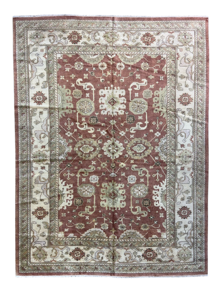 Terracotta &amp; Ivory – Handwoven Indian Oushak Wool Rug –  10’2” × 13’8”