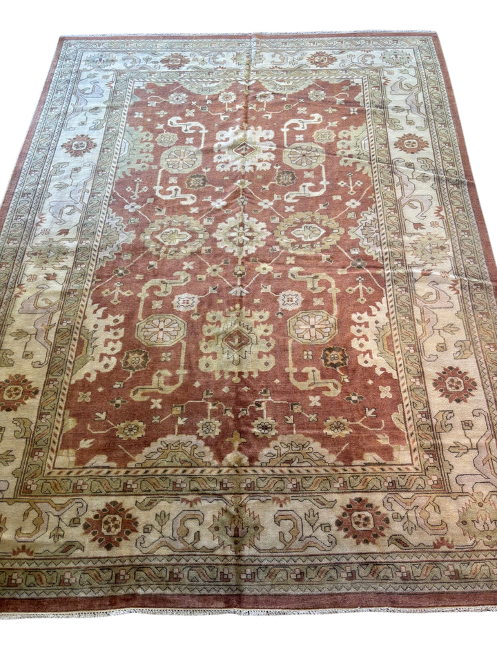 Terracotta &amp; Ivory – Handwoven Indian Oushak Wool Rug –  10’2” × 13’8”