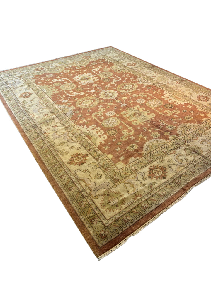 Terracotta &amp; Ivory – Handwoven Indian Oushak Wool Rug –  10’2” × 13’8”