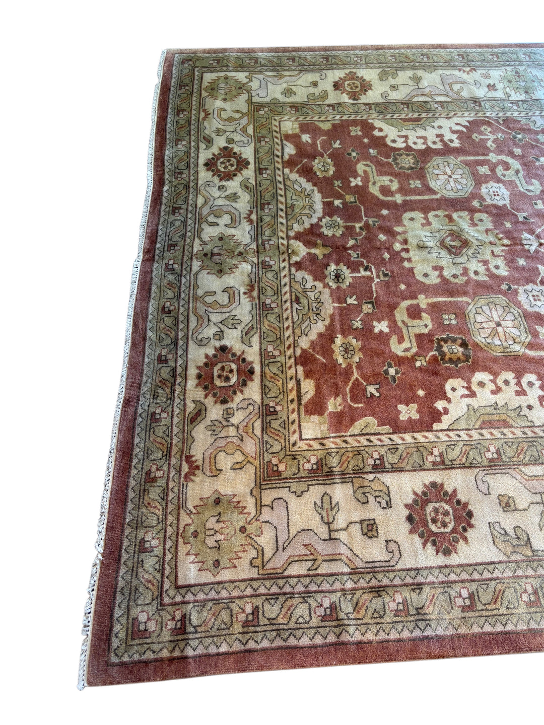 Terracotta &amp; Ivory – Handwoven Indian Oushak Wool Rug –  10’2” × 13’8”