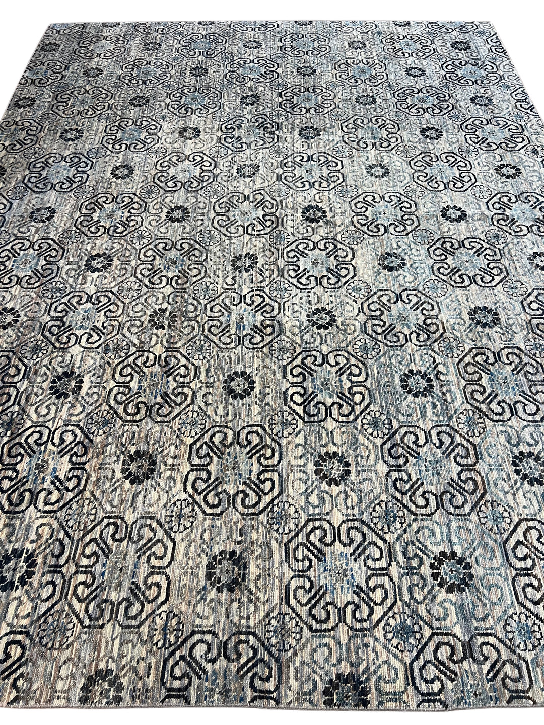 Handcrafted Contemporary Wool Area Rug – Geometric Medallion Design - 10.4’ x 13.7’